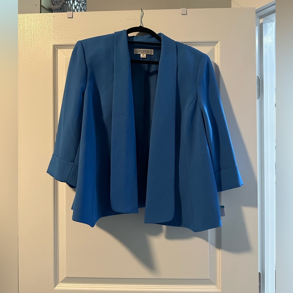 Kasper work blazer jacket cardigan medium blue size 16